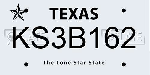 KS3B162 Texas License Plate