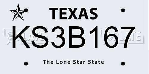 KS3B167 Texas License Plate