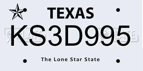 KS3D995 Texas License Plate