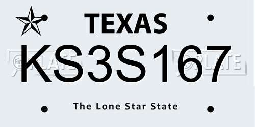 KS3S167 Texas License Plate