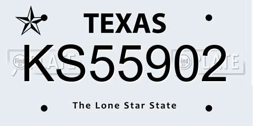KS55902 Texas License Plate