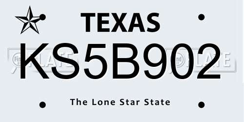 KS5B902 Texas License Plate