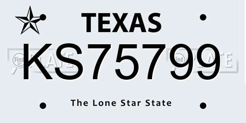 KS75799 Texas License Plate