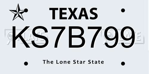 KS7B799 Texas License Plate