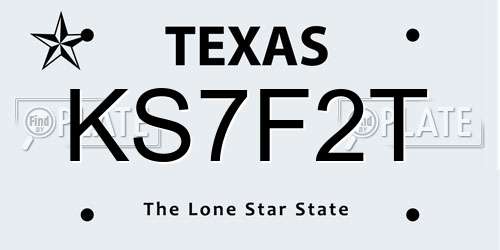 KS7F2T Texas License Plate