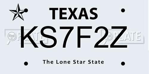 KS7F2Z Texas License Plate