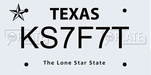 KS7F7T Texas License Plate