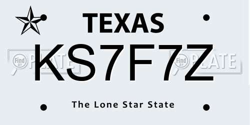 KS7F7Z Texas License Plate