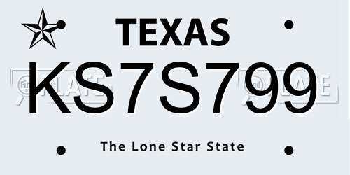 KS7S799 Texas License Plate