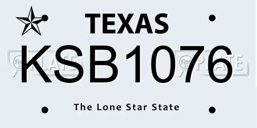 KSB1076 Texas License Plate