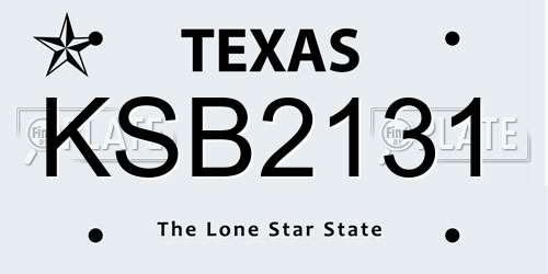 KSB2131 Texas License Plate