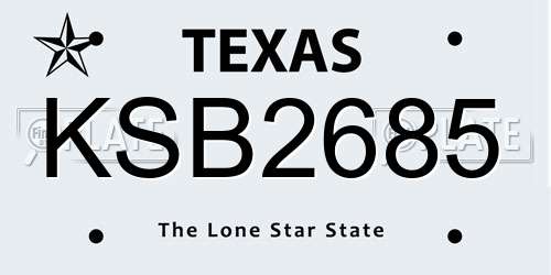 KSB2685 Texas License Plate