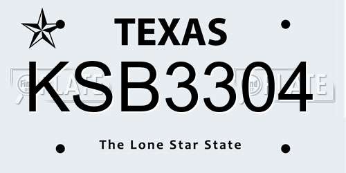 KSB3304 Texas License Plate
