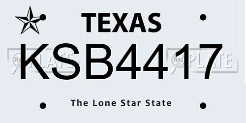 KSB4417 Texas License Plate