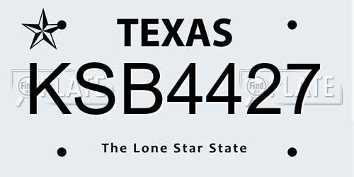 KSB4427 Texas License Plate