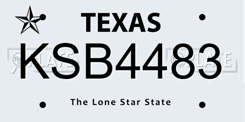 KSB4483 Texas License Plate