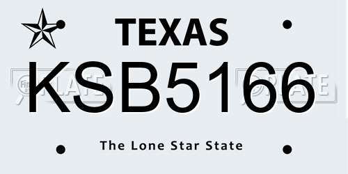KSB5166 Texas License Plate