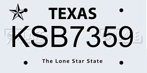 KSB7359 Texas License Plate