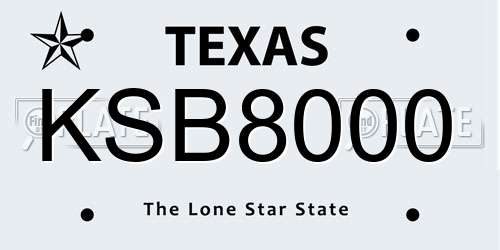 KSB8000 Texas License Plate