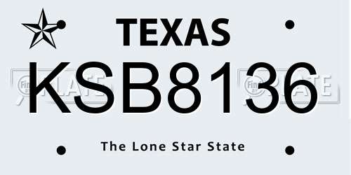 KSB8136 Texas License Plate