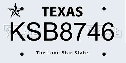 KSB8746 Texas License Plate