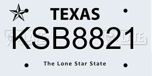 KSB8821 Texas License Plate