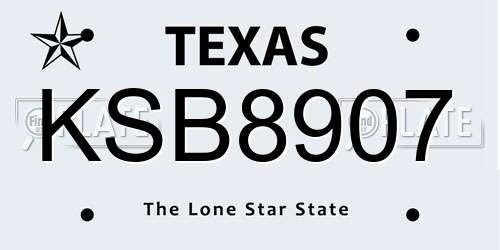 KSB8907 Texas License Plate