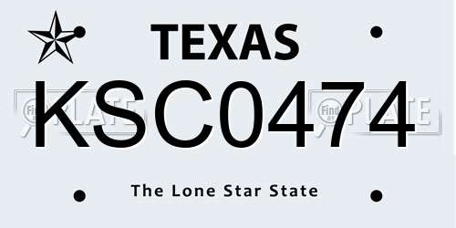 KSC0474 Texas License Plate