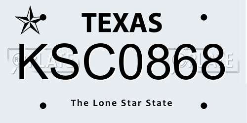 KSC0868 Texas License Plate