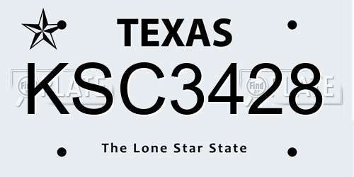 KSC3428 Texas License Plate