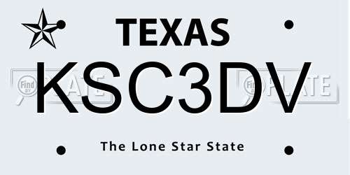 KSC3DV Texas License Plate