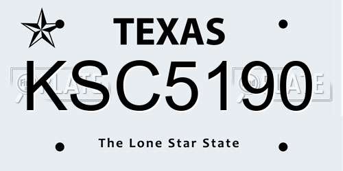 KSC5190 Texas License Plate