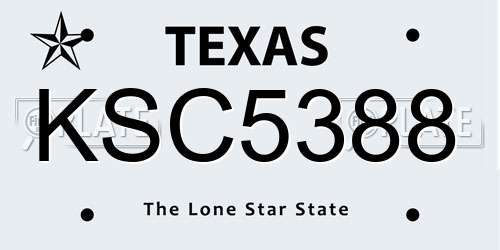 KSC5388 Texas License Plate