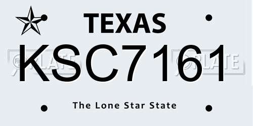KSC7161 Texas License Plate