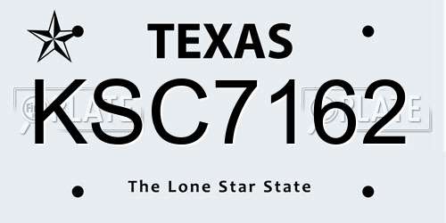 KSC7162 Texas License Plate