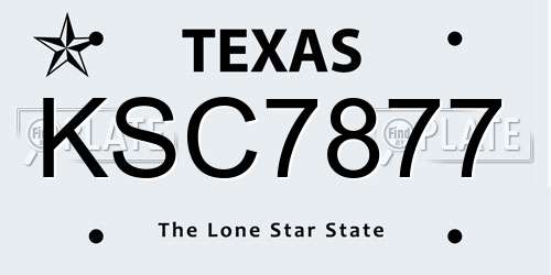 KSC7877 Texas License Plate