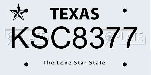 KSC8377 Texas License Plate