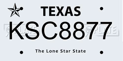 KSC8877 Texas License Plate