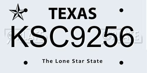 KSC9256 Texas License Plate