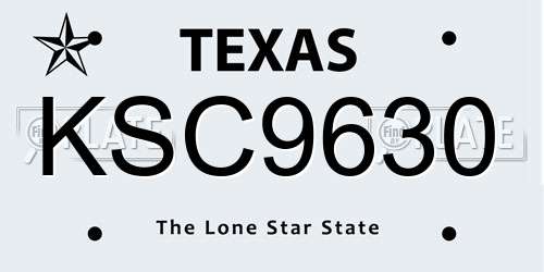 KSC9630 Texas License Plate
