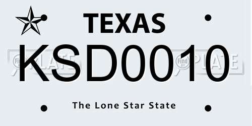 KSD0010 Texas License Plate