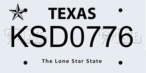 KSD0776 Texas License Plate