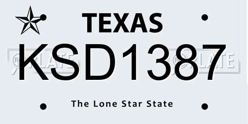 KSD1387 Texas License Plate