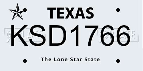 KSD1766 Texas License Plate