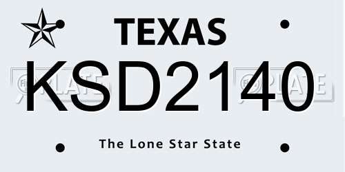 KSD2140 Texas License Plate