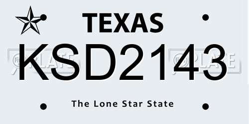 KSD2143 Texas License Plate