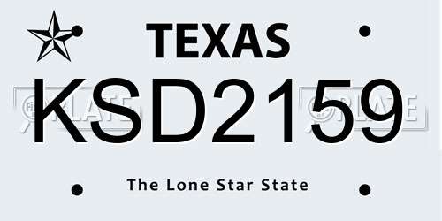 KSD2159 Texas License Plate