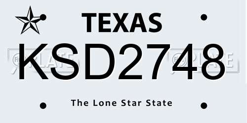 KSD2748 Texas License Plate