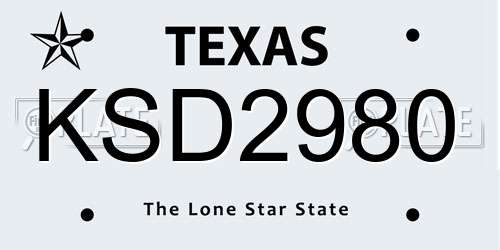 KSD2980 Texas License Plate