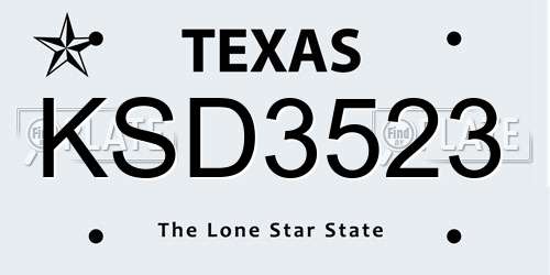 KSD3523 Texas License Plate